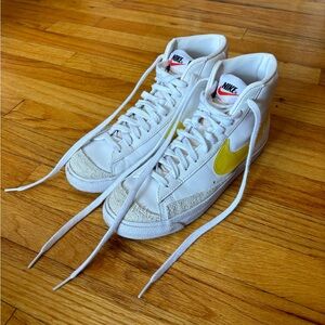 Nike Blazer Mid 77 White/Yellow Swoosh Sneakers
